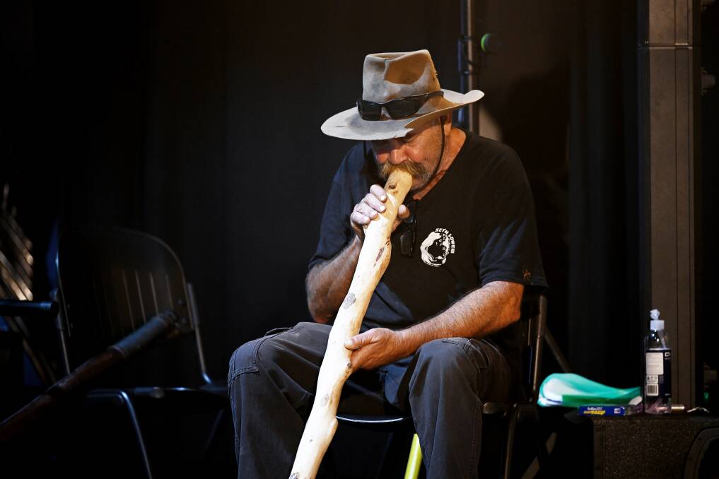 One of Australias best didgeridoo players, Mark Atkins, is joining the academy students for their huge end-of-course collaboration. Picture by Gareth Gardner