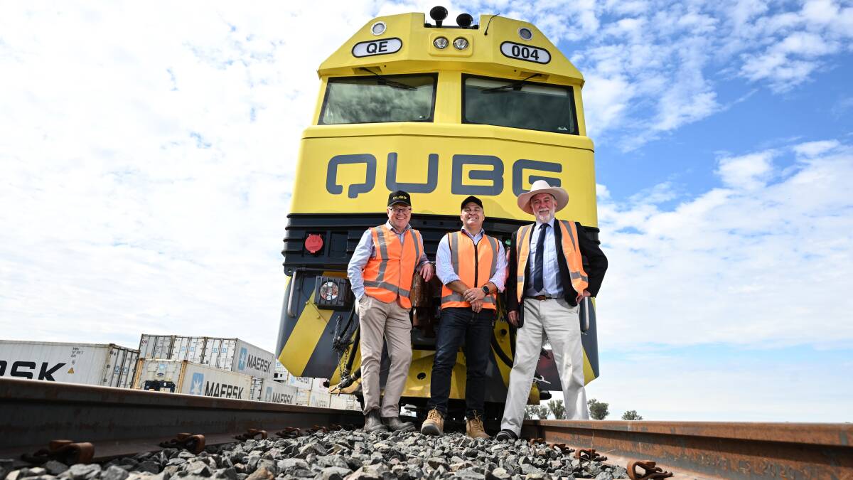 TRC's Paul Bennett, Qube's Sean Hovey, and TRC mayor Russell Webb agree that the mass economic benefits for Tamworth will be huge. Picture by Gareth Gardner