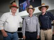 TRC country music festival manager Barry Harley, Tamworth City Toyota dealer principal Tim Easy, and Lifeline Northern NSW general manager Michael Were with the iconic straw hats. Picture by Peter Hardin, from file.