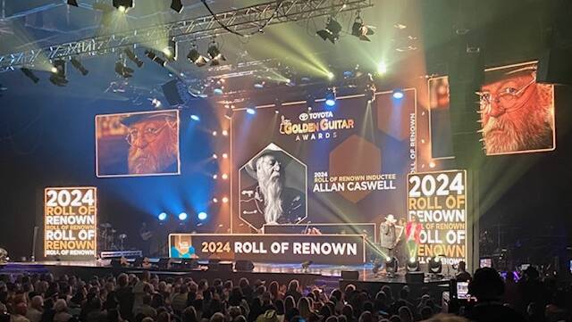 Allan Caswell is announced as the Australasian Country Music Roll of Renown inductee at the Golden Guitar Awards on Saturday night.