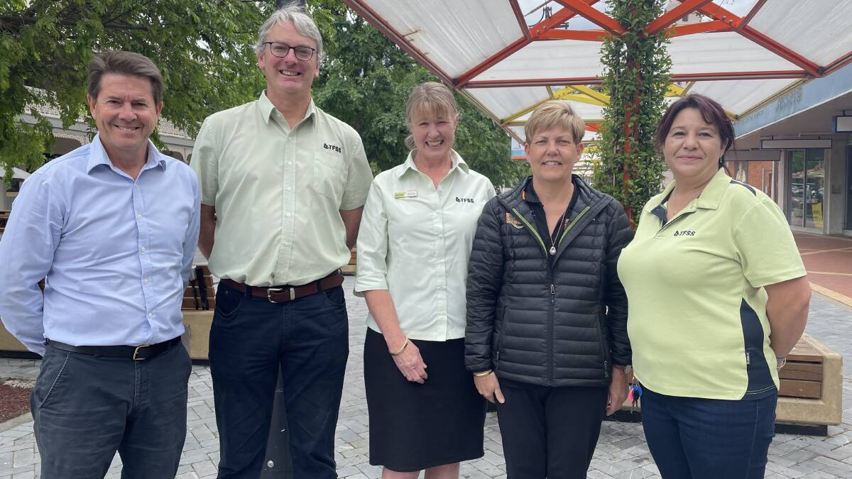 Tamworth MP Kevin Anderson has been working with TFSS, Housing Plus, and the local lands council to progress the project. From L-R Kevin Anderson, Greg Barton, Belinda Kotris, Fiona Snape, Lynda Townsend in 2022. Picture supplied.