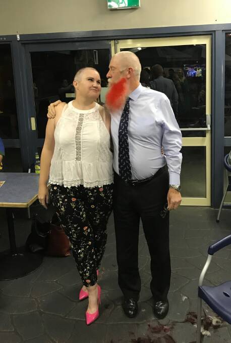 Champions: Tamworth Legal Aid solicitor Wendy McAuliffe and Magistrate Roger Prowse after the great shave event. Photo: Supplied.