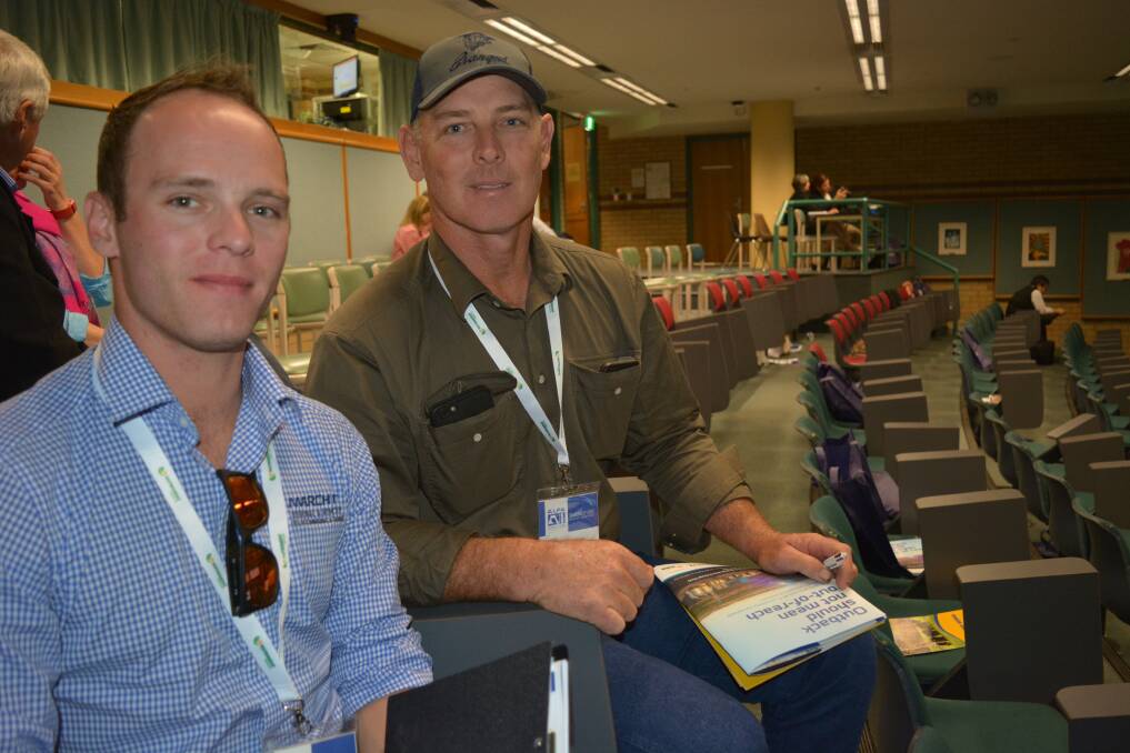 Kyle Rapson, from March IT, Brisbane with Matthew Sirett, stud manager at Diamond Valley Brangus.