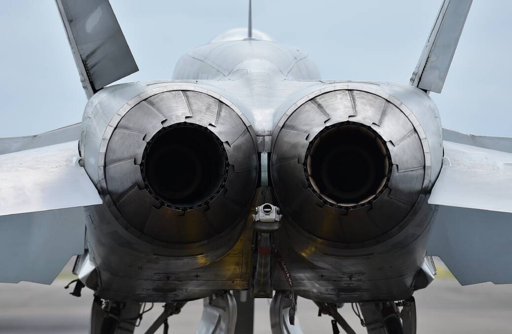 TURBO: Trainee pilots got familiar with the four F/A-18s. Photo: Gareth Gardner 090916GGF09