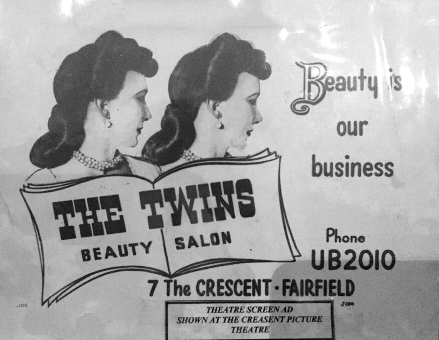 An original add from The Twins Beauty Salon in Fairfield.