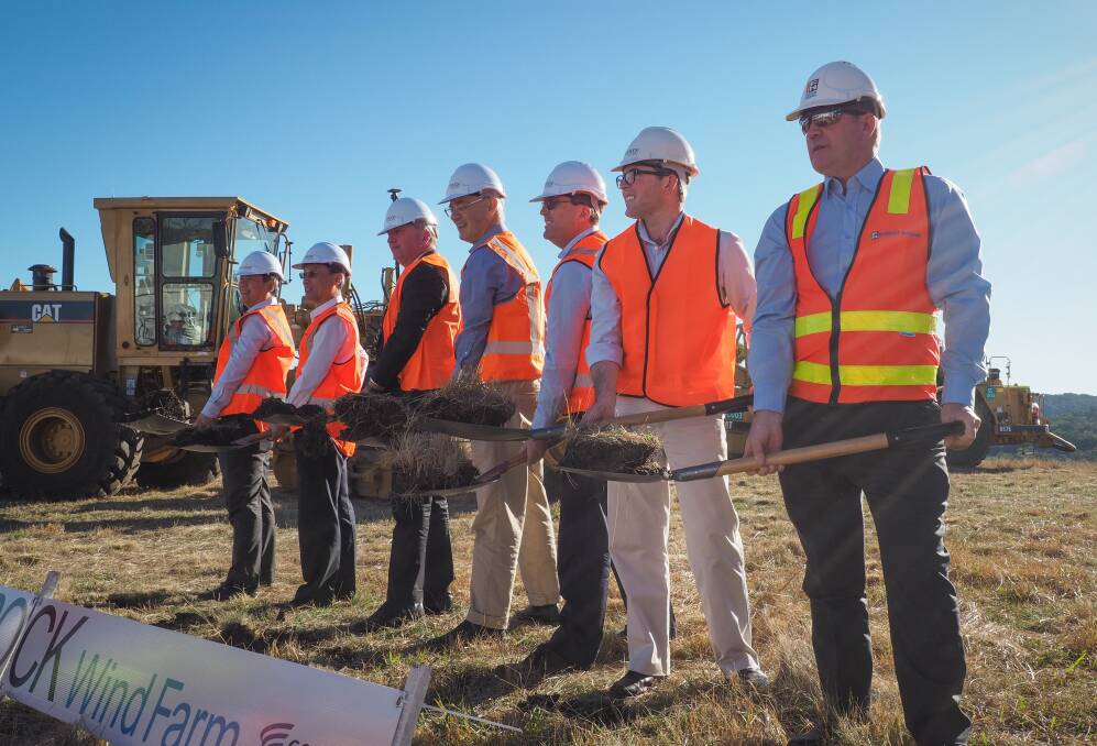 TOO MUCH: Barnaby Joyce joins other VIPs at the turning of the sod ceremony for the Glen Innes wind farm. He says relying on wind too heavily could create problems.