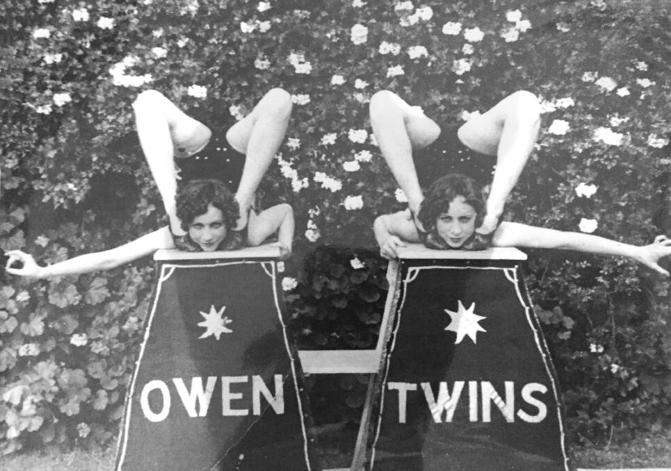 Yvonne (left) and her identical twin sister Elaine did their entire contortionist act on nothing more than an 18 square inch platform.