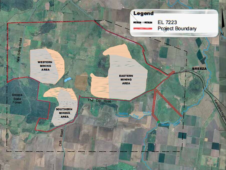 BATTLE GROUND: The government wants the Exploration Licence (black dotted line) to hug the project boundary (red line).