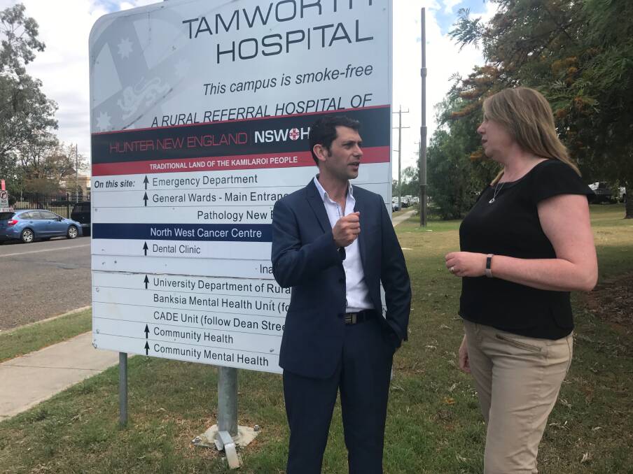 STOP THE CUTS: By-election Labor candidate David Ewings with Shadow Minister for Health and Medicare Catherine King at Tamworth Base Hospital on Tuesday.