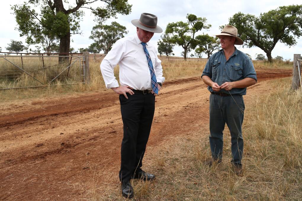 IMPORTANT INDUSTRY: Barnaby Joyce, meeting with Merriwa farmer Peter Campbell, said Australia had been trading into the halal market for decades. Photo: Alex Ellinghausen