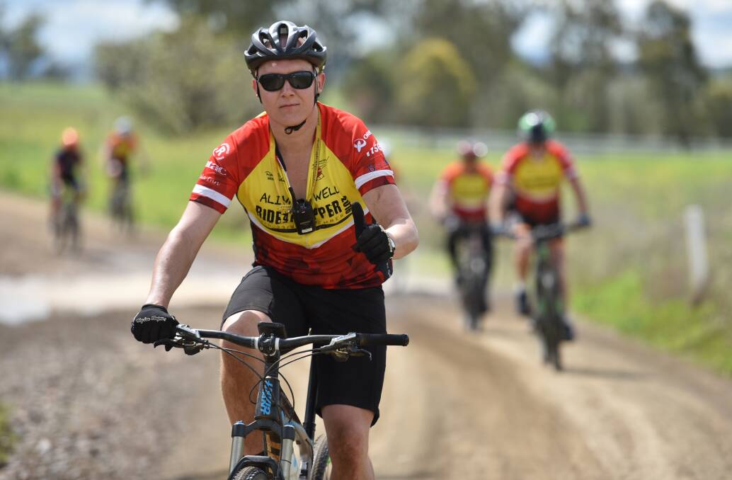 Benny O'Rourke from Wollongong pushes to the front of the pack as they head for Tamworth. Photo: Gareth Gardner
