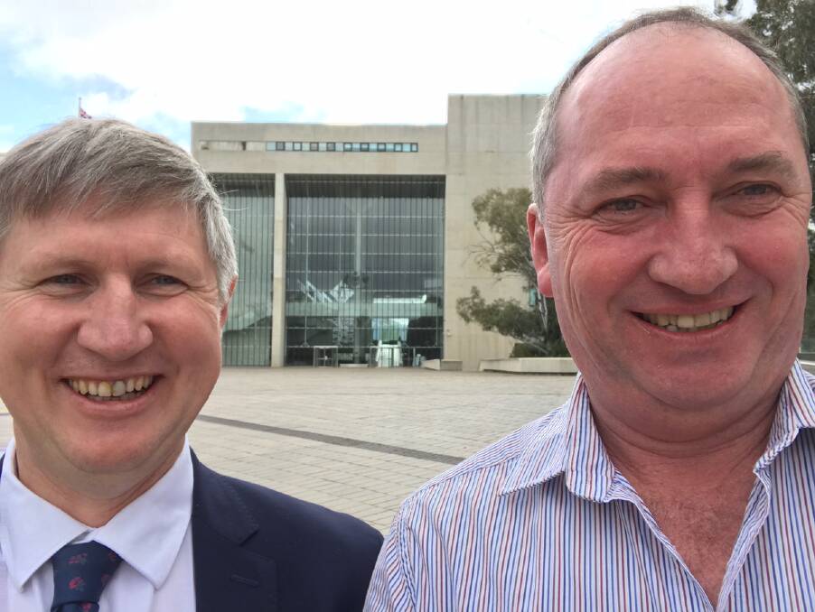 Court challenge: Solicitor Mark Grady with New England MP Barnaby Joyce.