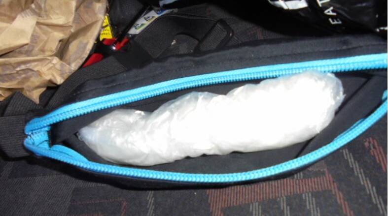 Drug bust: The bag of ice, which weighed 55.2g, and had an estimated street value of $55,000, was seized in a caravan park off the Waterfall Way, Armidale.