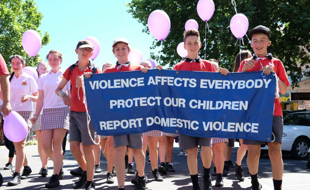 STANDING UP: Lane Newberry, Sean Walters, Dominic Wales and Orrick Youll from Inverell High School with a very firm message. Photo Michèle Jedlicka