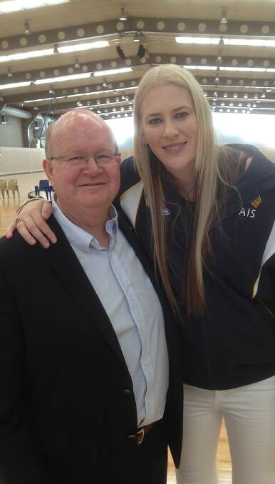 Road to Rio: Pat Hunt with Australian basketballing superstar Lauren Jackson earlier this year. Tamworth born and bred Hunt is off to his fifth Olympics on Monday.