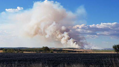ON FIRE: The Gwydir Highway fire on Wednesday night from Adams Scrub Road near Myall Valley. Photo: Michele Jedlicka