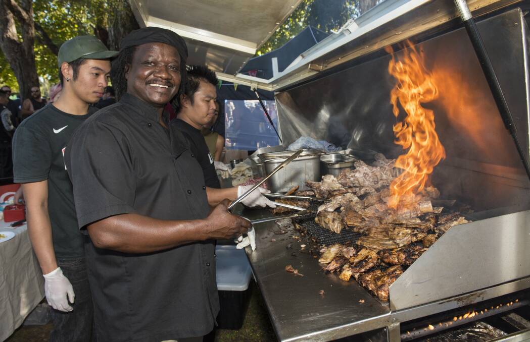Cooking with gas: Safari Club's Elliot Dube fires up the BBQ on Sunday and was runoff his feet with orders. 300417PHA050