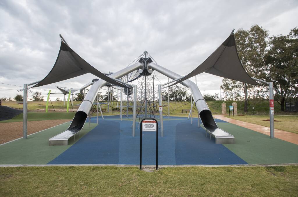OPEN: The skywalk at the Tamworth Regional Playground has been repaired and re-opened. Photo: Peter Hardin
