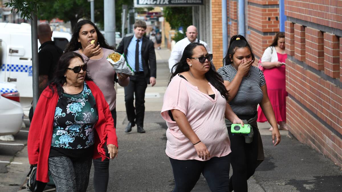 Awaiting a sentence: Family and friends of Troy Jason Ruttley and Johann Morgan outside Tamworth court on Monday. Photo: Gareth Gardner