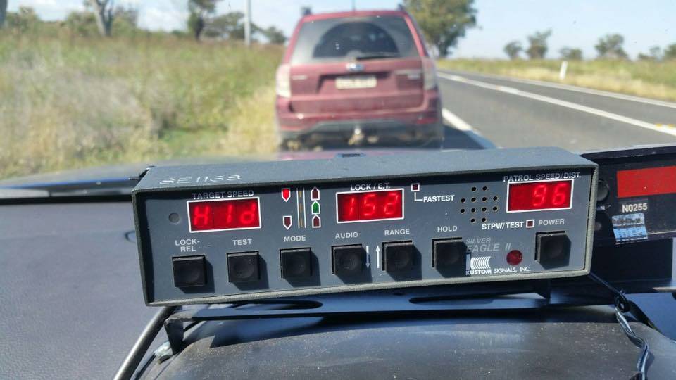 Loss of licence: This P-plate driver was handed a $2350 fine after he was caught more than 50km over the speed limit by highway patrol officers at Bective, near Tamworth. Photo: NSW Police