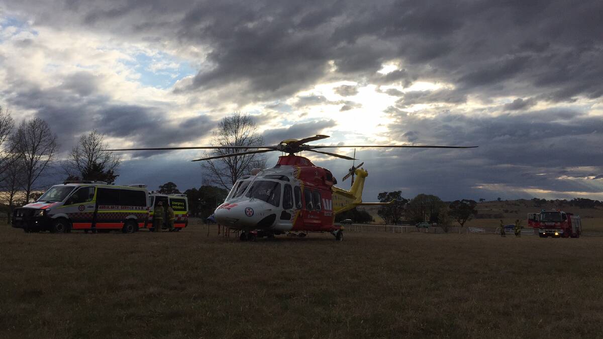Accident scene: The Westpac Rescue Helicopter at Glencoe on Saturday morning. Photo: Westpac Rescue Helicopter