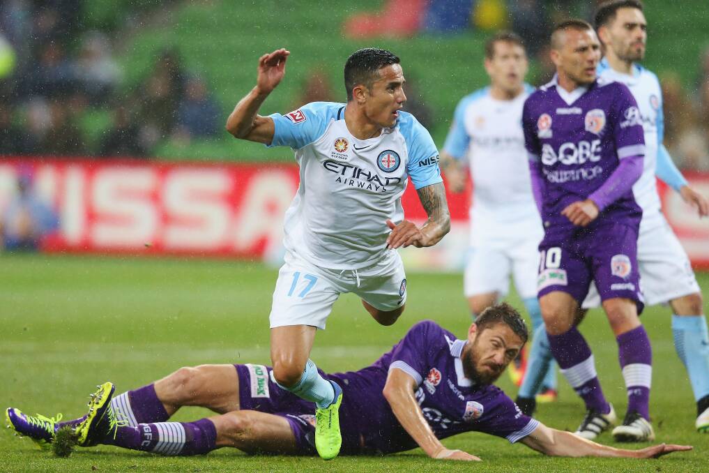 Highlights from the round three A-League match between Melbourne City FC and Perth Glory at AAMI Park on Friday, October 21. Photos: Michael Dodge/Getty Images