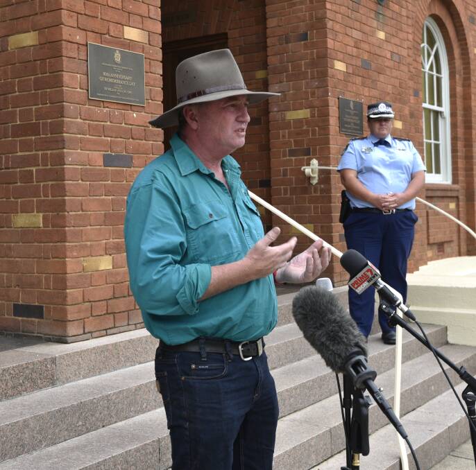 LOOKING AHEAD: New England MP Barnaby Joyce, pictured in Tamworth on Thursday morning, is predicting Australia could face a debt of $1 trillion at the end of the COVID-19 pandemic. Photo: Billy Jupp 
