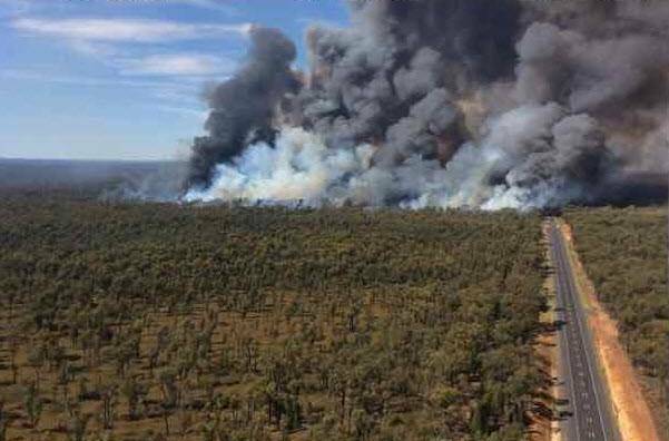 BURNING ON: A bushfire in the Pilliga National Park has now burnt more than 57,000 hectares of bush land. Photo: NSW Rural Fire Service 