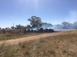 SERIOUS RISK: Emergency services say the hay stack fire had the potiental to be a bush fire risk. Photo: Supplied