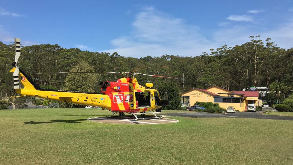 Westpac Rescue Helicopter at Pacific Palms Bowling Club.