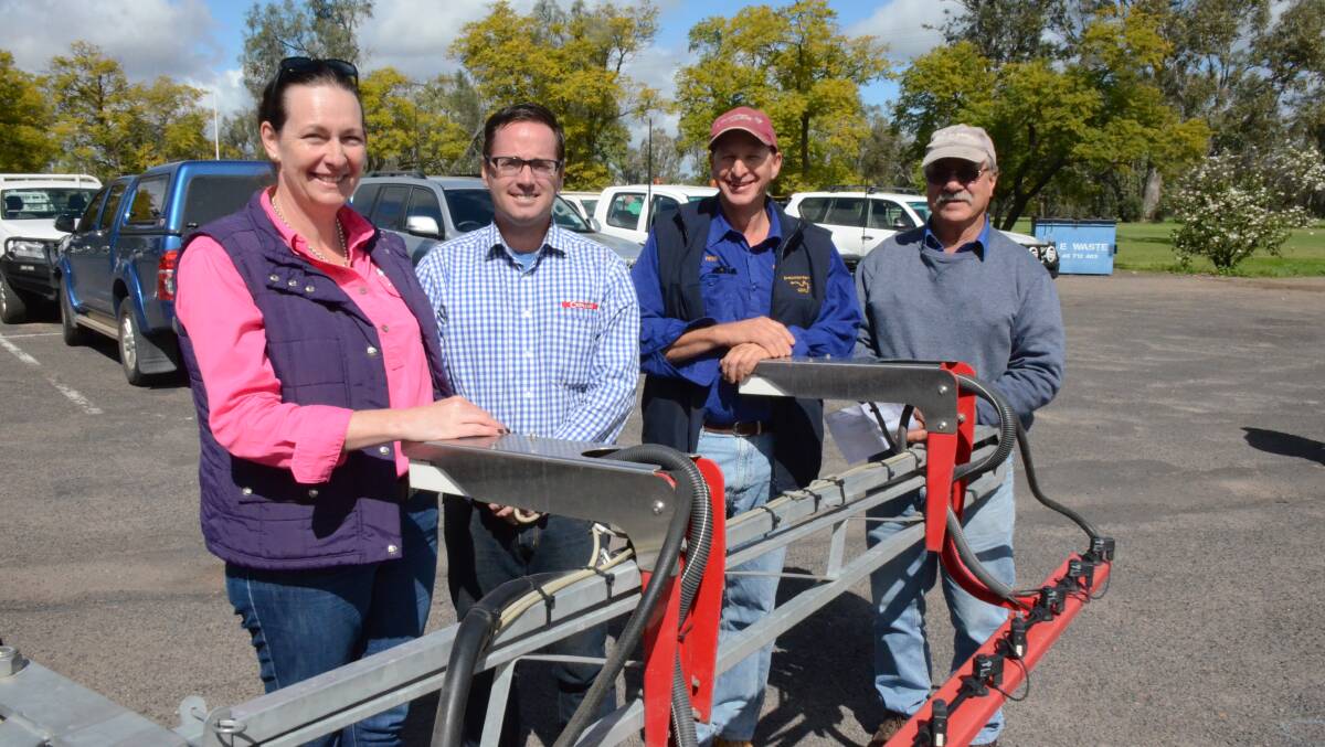 Toowoomba consultant Mary O'Brien, Jerome Jones from Croplands and Goondiwindi farmers Peter Paelser and Stan Paynter.
