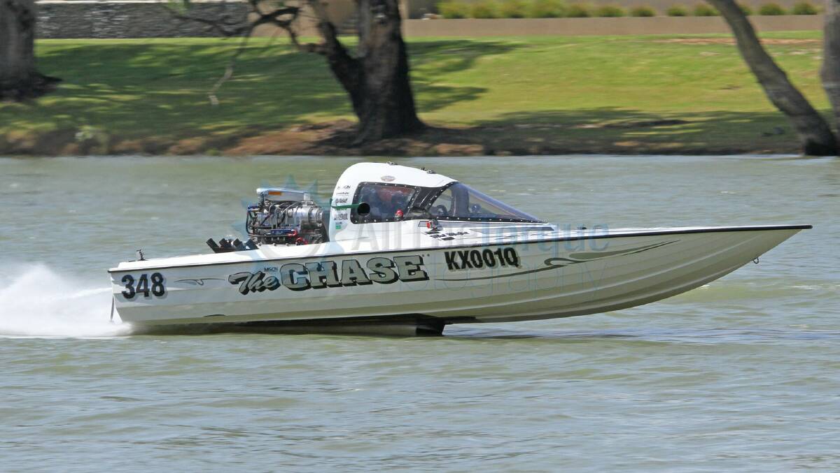 Smooth mover: Goondiwindi champion Mal McColl in action on the water in his speed boat The Chase, which will be in action at Taree.
