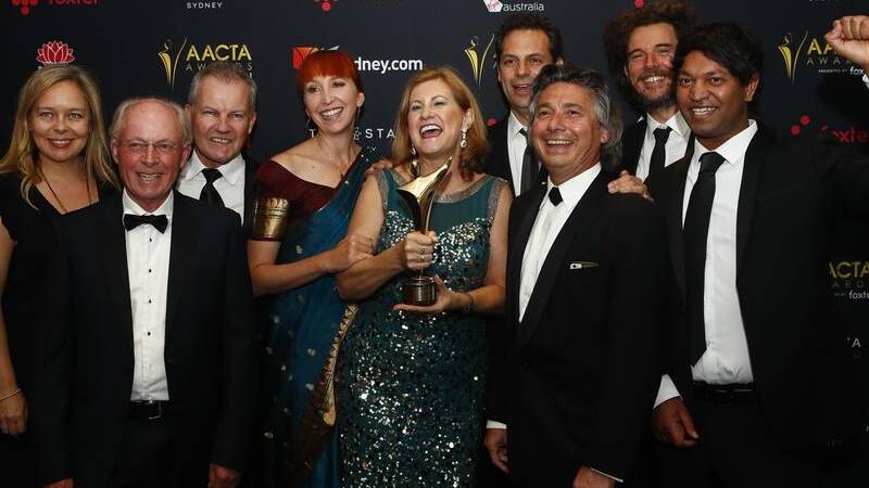 Cast and crew of the movie Lion celebrate winning Best Picture. Photo: AAP