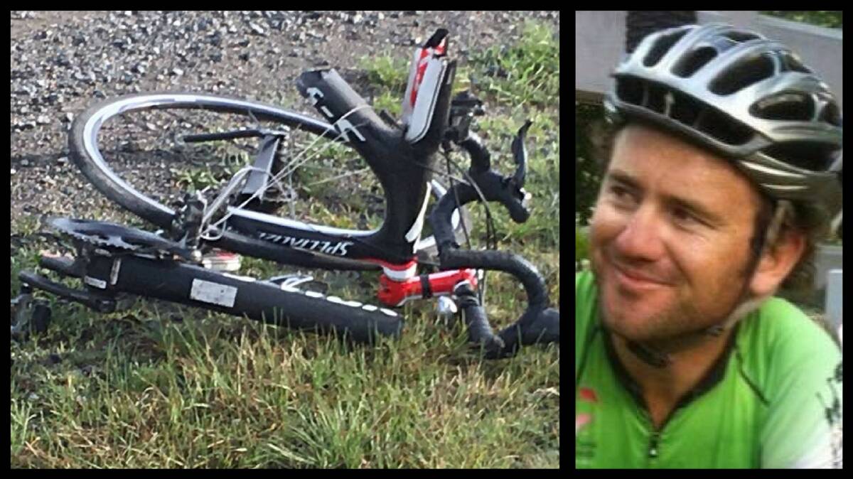Luke Taylor (right) and the remnants of his bike after the crash.