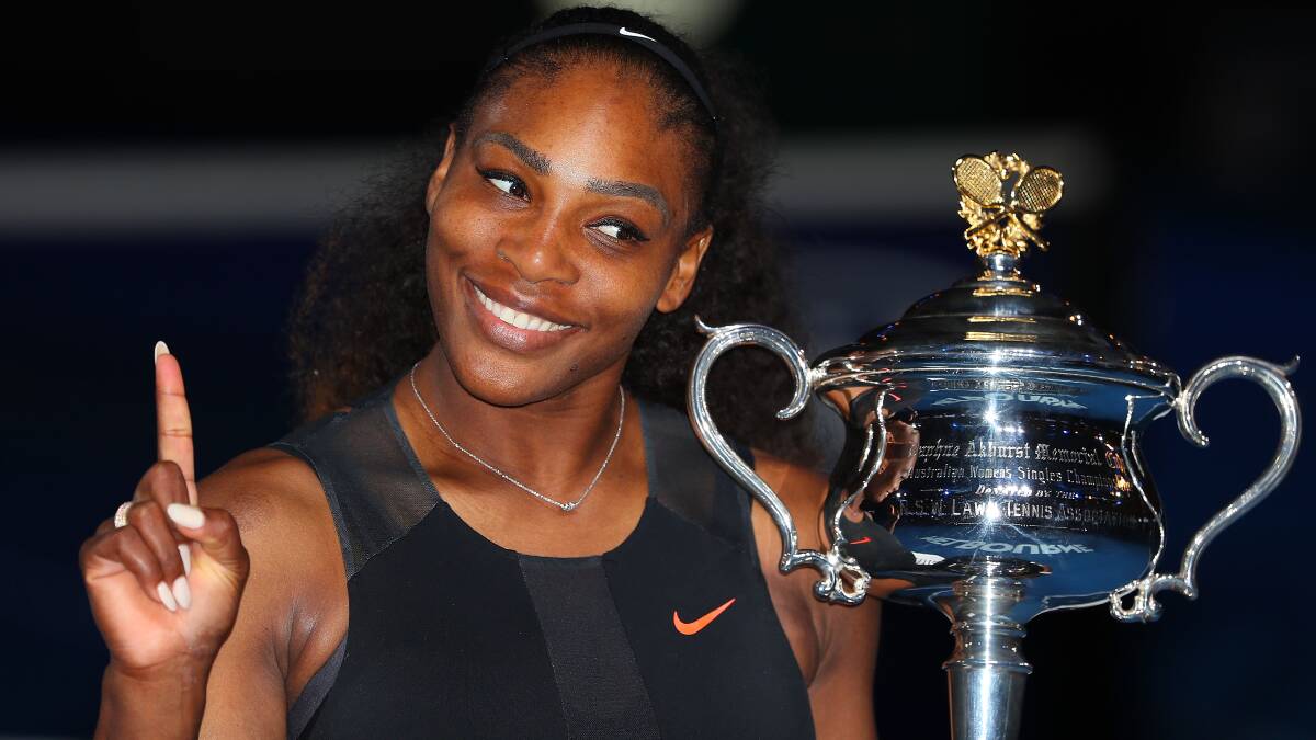 Serena Williams after winning the 2017 Australian Open at Melbourne Park on January 28, 2017 in Melbourne. Photo: Getty Images)