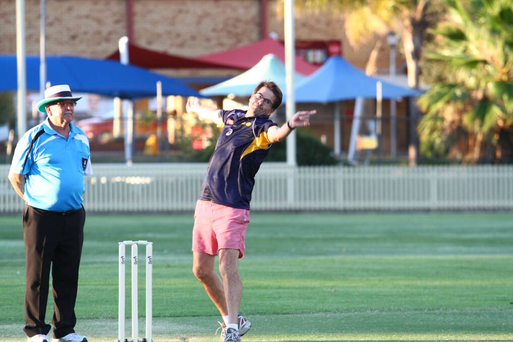 LINED UP: Member for Tamworth Kevin Anderson in action as the Cricket-a-thon started on Saturday evening. Photos: Mark Bode