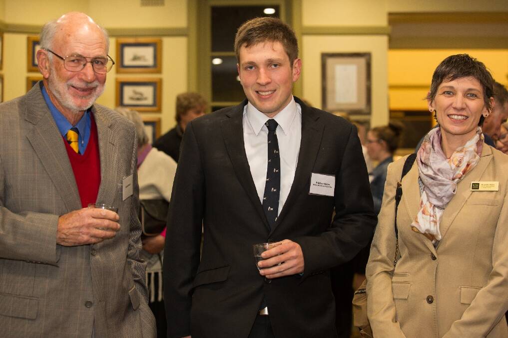 Kieran Smith of Inverell with his father Blair Smith, and the University of New England's Dr Janelle Wilkes.