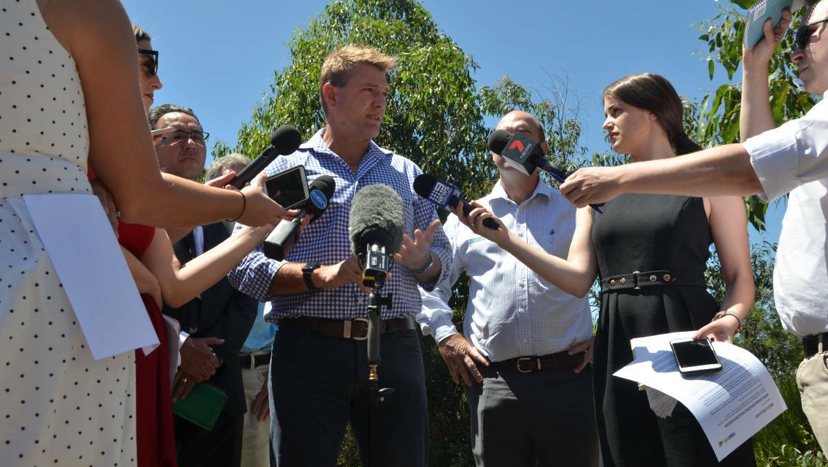 UPDATE: Thomas Foods International chief executive officer Darren Thomas speaks to media outside the company's Lobethal meat works today. Photo: Peri Strathearn