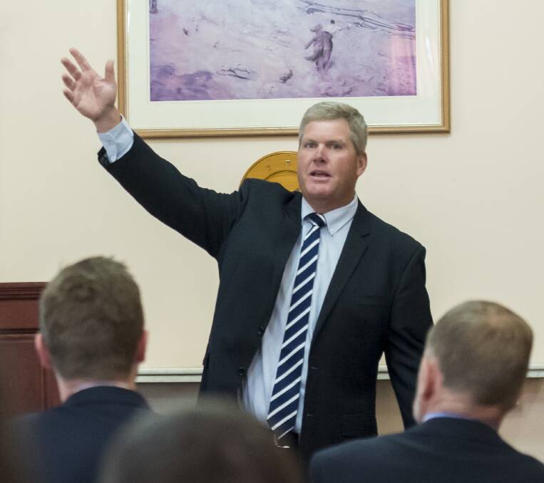 IN CHARGE: Patrick Purtle in action at an auction late last year. He has been elected to lead the Tamworth Livestock Selling Agents Association for the next 12 months. Photo: Peter Hardin 301116PHC043
