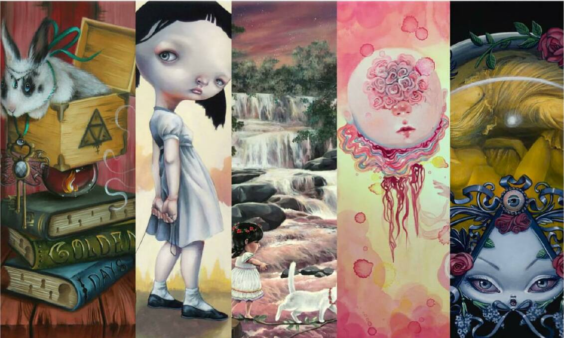 Encarni Diaz, Anne Angelshaug, Joon Hee Park, Ivana Flores and Bob Doucette, whose works are shown above, will be among the artists in the Hide and Seek exhibition.