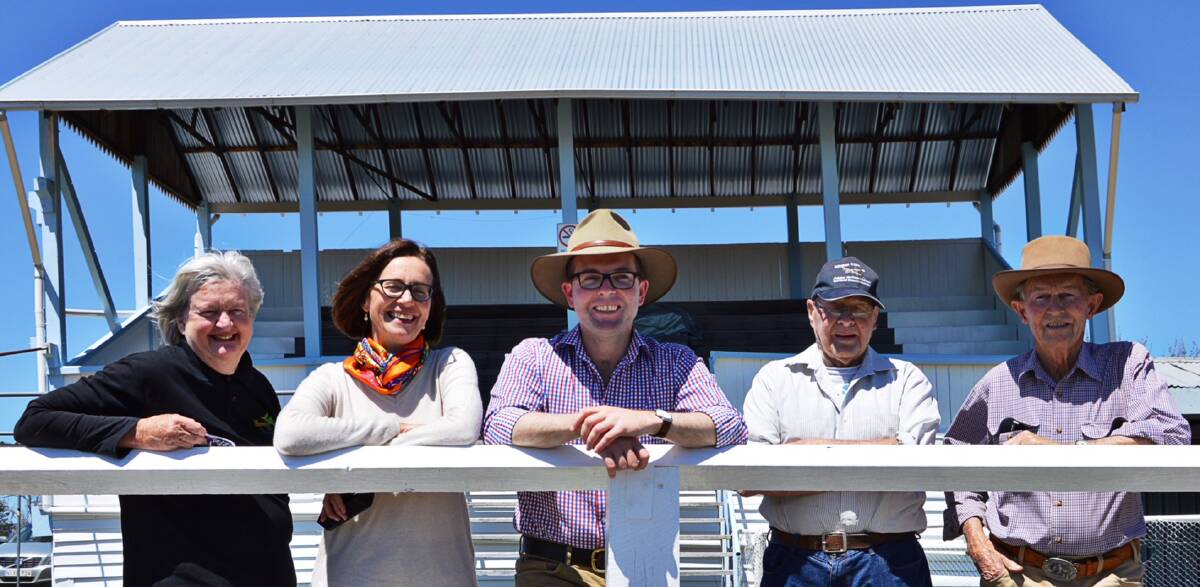 STAUNCH SUPPORTERS: The late Alex Robertson-Cuninghame, second from right, pictured with, from left, Deepwater Jockey Club secretary Tricia Stack, Lindy Stevenson, Northern Tablelands MP Adam Marshall and Don Macansh at the track late last year.