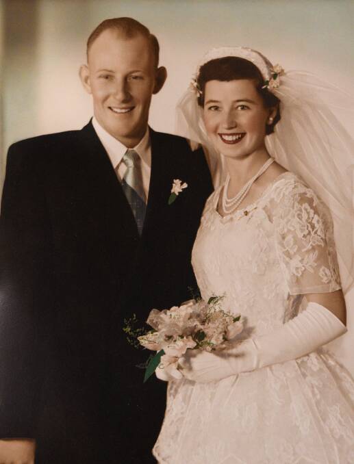 Ted and Olga Hombsch on their wedding day in 1957.