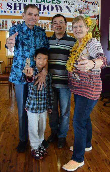 WELCOMING: Eddie and Barbara Whitham, flanking Charlie He and son James He, 8, will be front and centre at Fiesta La Peel. Photo: Carolyn Millet 071016CMA11