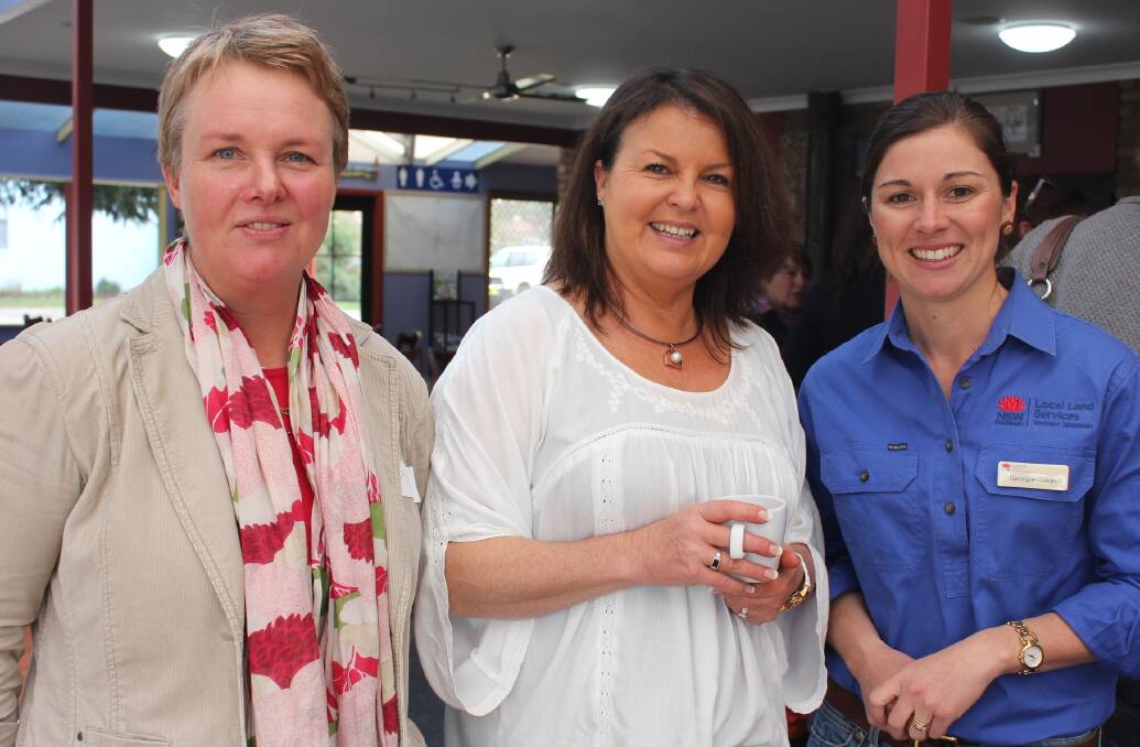 EMPOWERING: Sally White and Donna Davidson, both from Guyra, and Georgie Oakes, Northern Tablelands Local Land Services, at the Ladies in Livestock event.