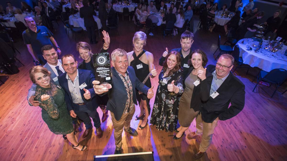 REGION'S BEST: The Wholegrain Milling Company representatives at the awards night on September 1 - just part of the almost 30-member team who are celebrating the win. Photo: Peter Hardin 