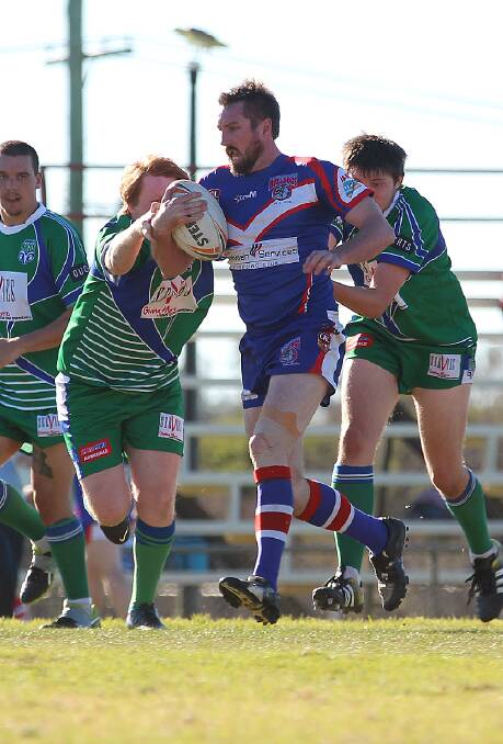 On the charge: Rod Lawlor makes another carry for the Bulldogs on Sunday. Rod also picked up two referee points from the match against Armidale.