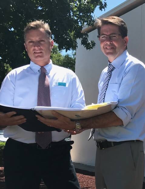 New funding: Gunnedah mayor Jamie Chaffey with Tamworth MP Kevin Anderson following Monday's resources for region funding allocation for sewerage treatment.