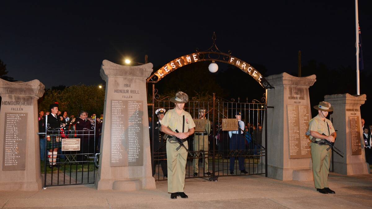 DAWN SERVICE: This starts at 5.30am at the Memorial Gates, Anzac Park in Brisbane Street. It will be followed by a breakfast at the Wests Diggers Club.