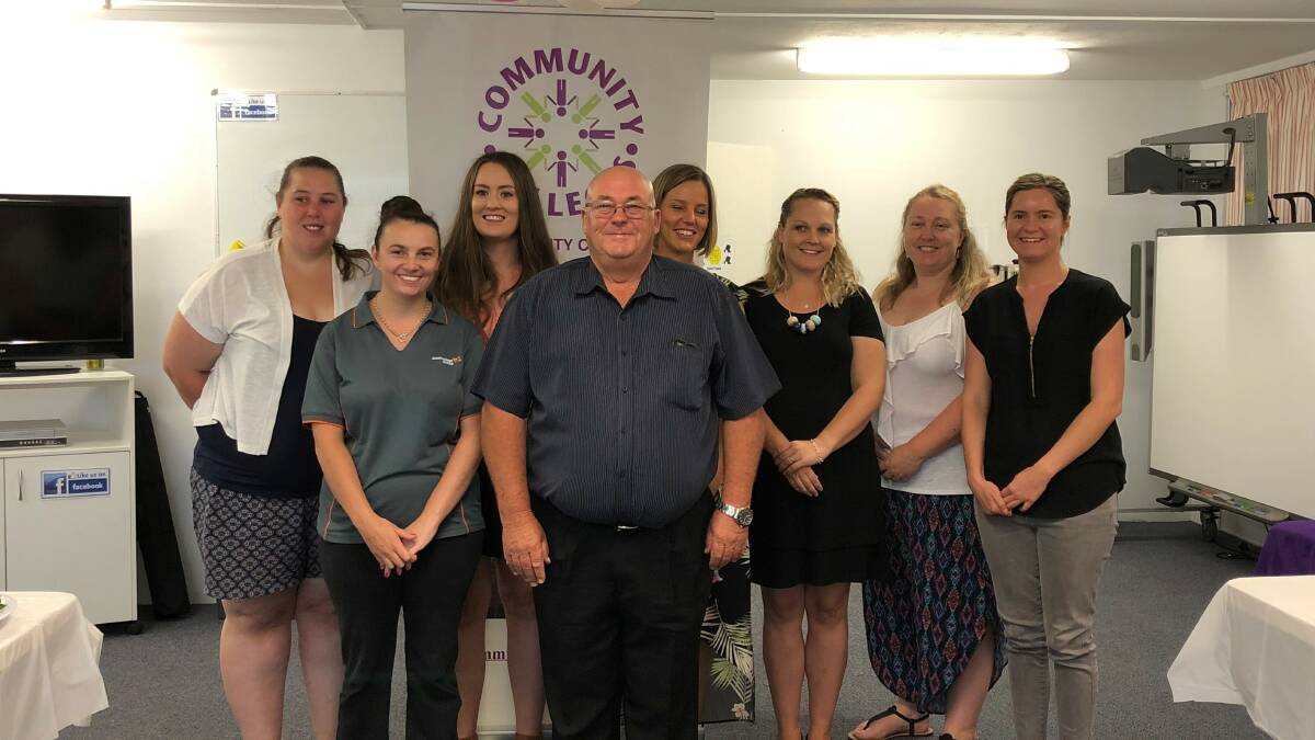 FUN: Inverell Community College Certificate III in Individual Support graduates from left; Courtney Smith, Christina Poole, Rochelle Gilligan, Wayne Orchard, Jayme Brown, Sarah Clayton, Jessica Woodbury, Chantelle Bradshaw. 