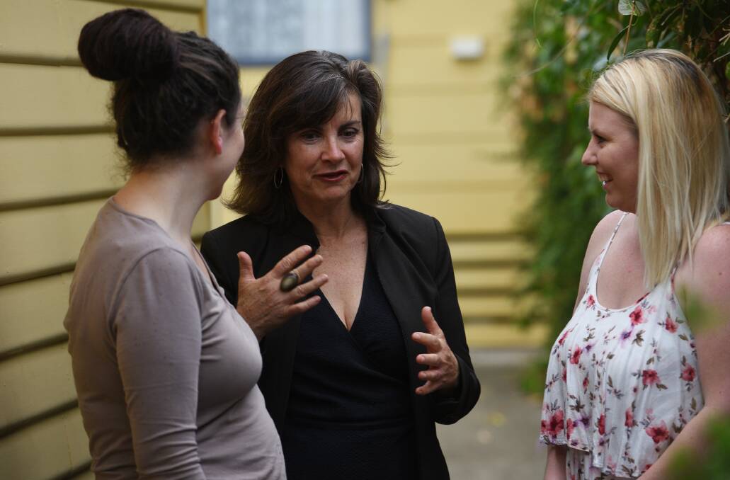 Keep pushing: Greens MP Dawn Walker has told local action group leaders Samantha Wibberley and Kimberly Kettle to keep the pressure on the system until the community midwife program is fully reinstated. Photo: Gareth Gardner